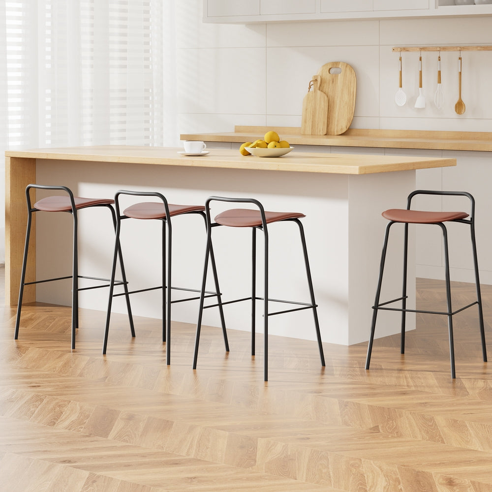 4x Artiss Bar Stools Kitchen Counter Dining Chair Metal Brown - Image 7