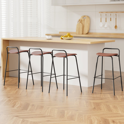 4x Artiss Bar Stools Kitchen Counter Dining Chair Metal Brown - Image 7