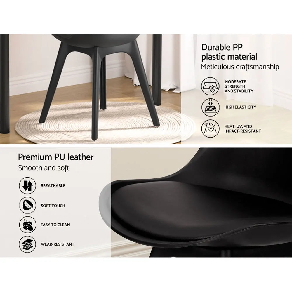 Artiss Dining Chairs Set of 4 Leather Plastic DSW Replica Black - Image 5