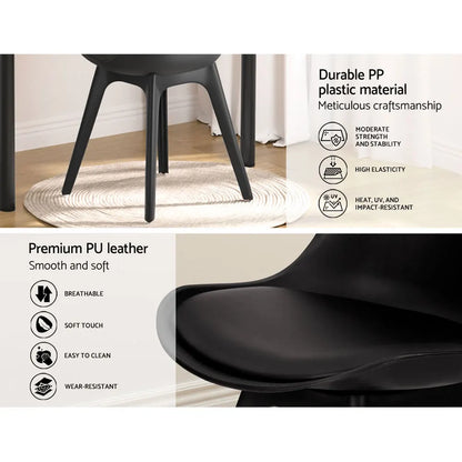 Artiss Dining Chairs Set of 4 Leather Plastic DSW Replica Black - Image 5