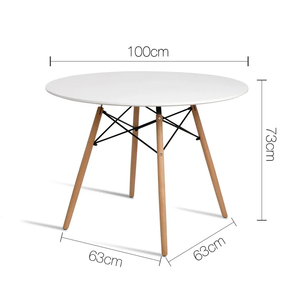 Artiss Dining Table Round White 4 Seater 100CM - Image 2