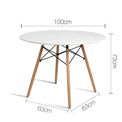 Artiss Dining Table Round White 4 Seater 100CM - Image 2
