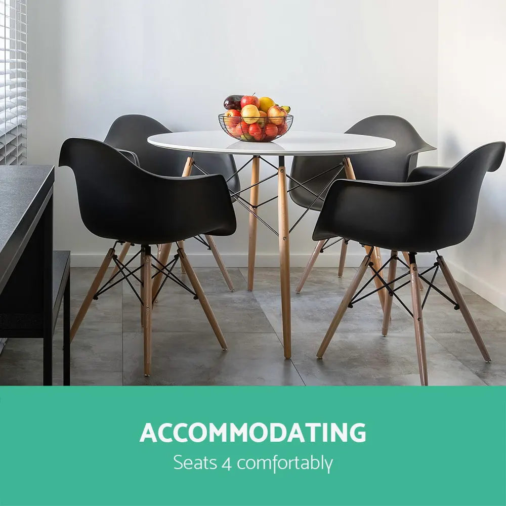 Artiss Dining Table Round White 4 Seater 100CM - Image 4