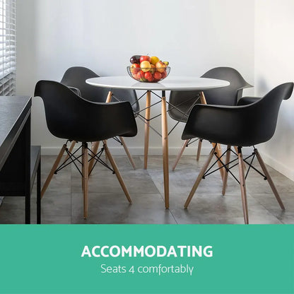 Artiss Dining Table Round White 4 Seater 100CM - Image 4