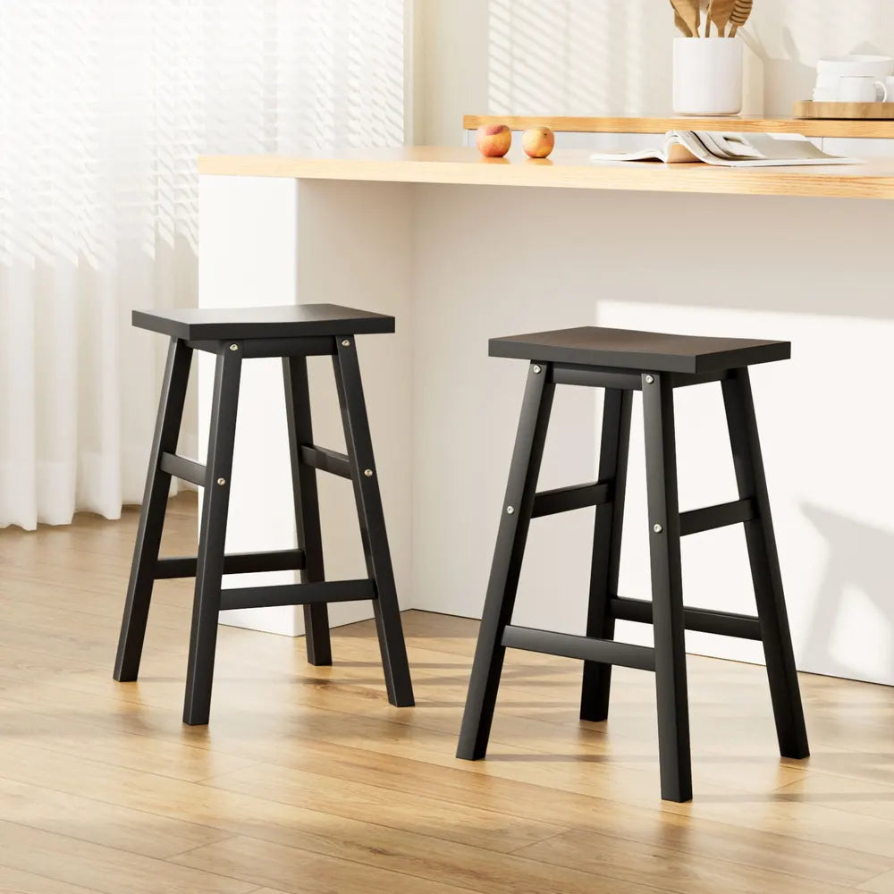 Artiss Bar Stools Kitchen Counter Stools Wooden Chairs Black x2 - Image 8
