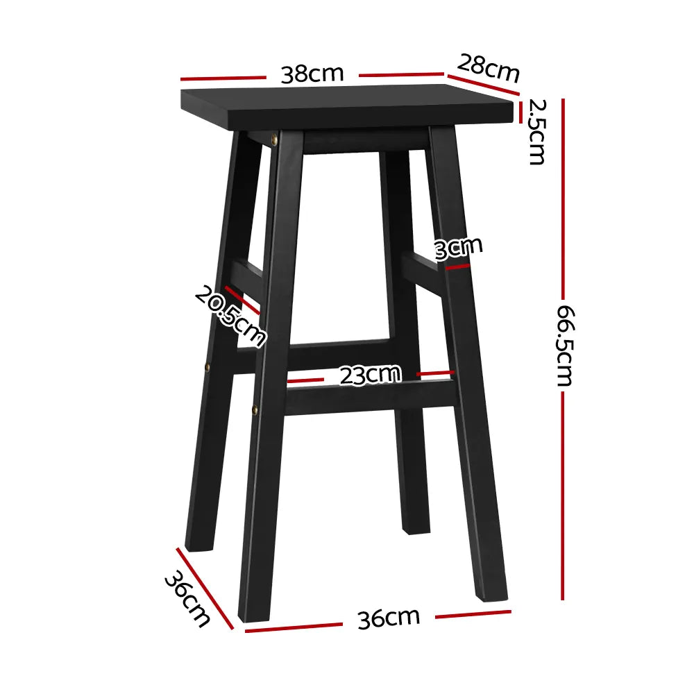 Artiss Bar Stools Kitchen Counter Stools Wooden Chairs Black x2 - Image 2