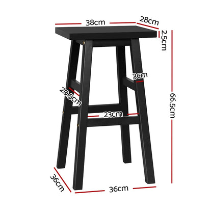 Artiss Bar Stools Kitchen Counter Stools Wooden Chairs Black x2 - Image 2