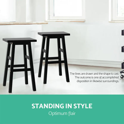 Artiss Bar Stools Kitchen Counter Stools Wooden Chairs Black x2 - Image 5