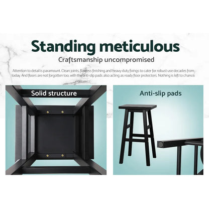 Artiss Bar Stools Kitchen Counter Stools Wooden Chairs Black x2 - Image 6