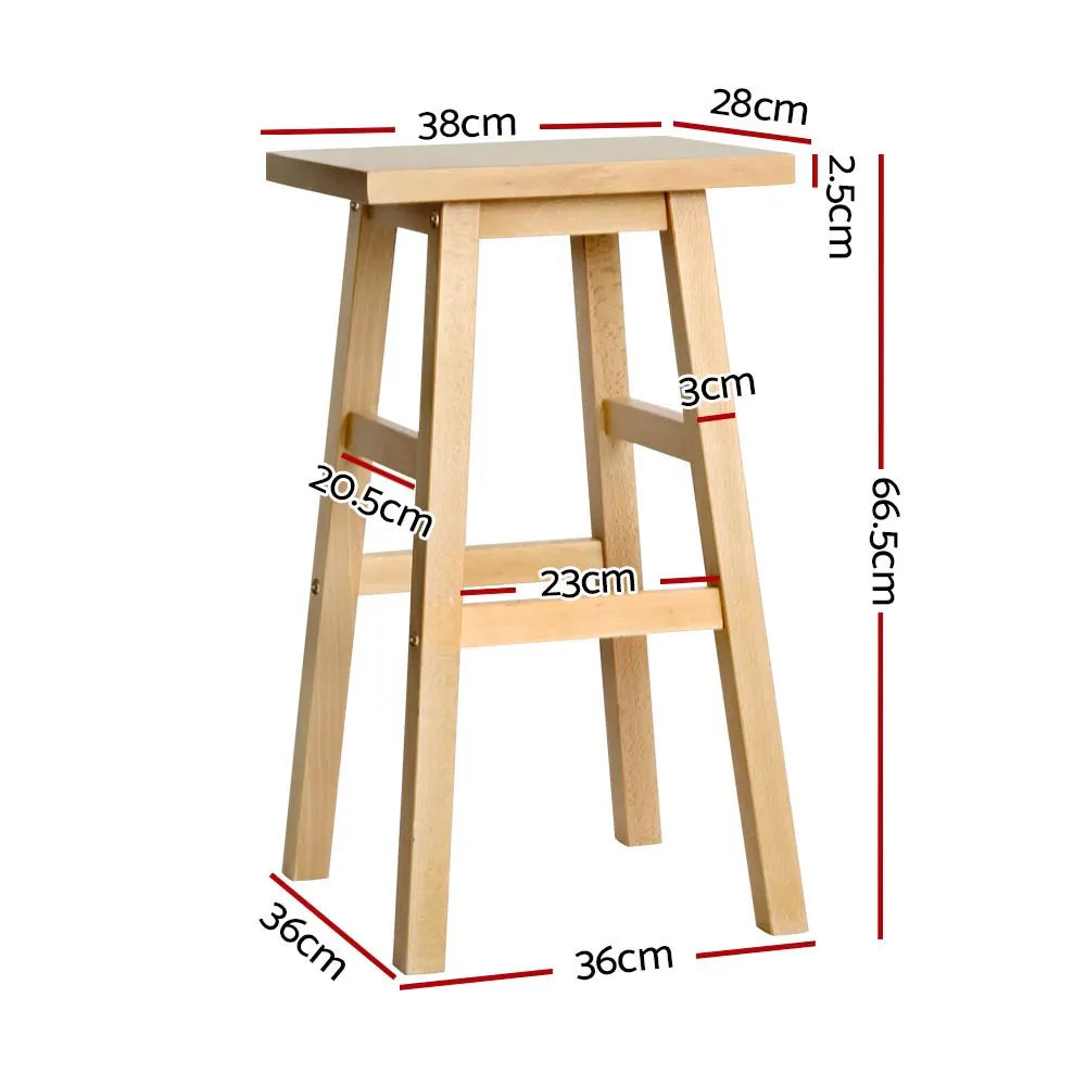 Artiss Bar Stools Kitchen Counter Stools Wooden Chairs Natural x2 - Image 2