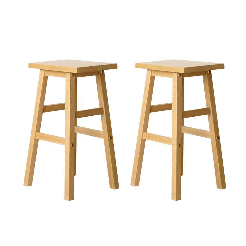 Artiss Bar Stools Kitchen Counter Stools Wooden Chairs Natural x2 - Image 3