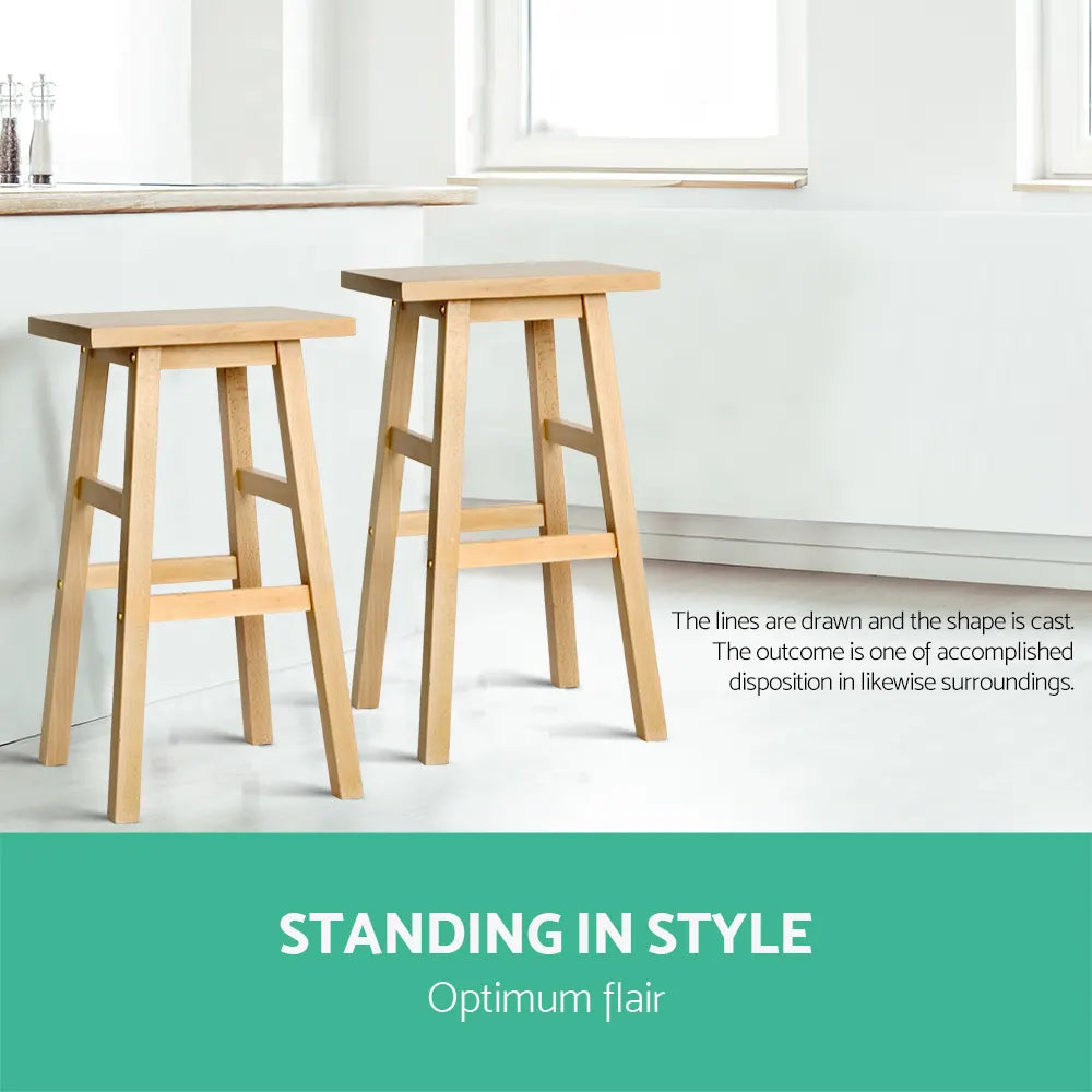 Artiss Bar Stools Kitchen Counter Stools Wooden Chairs Natural x2 - Image 6