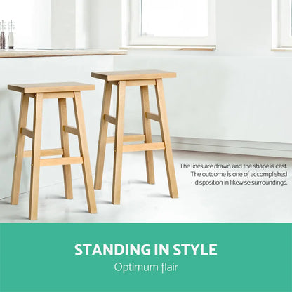 Artiss Bar Stools Kitchen Counter Stools Wooden Chairs Natural x2 - Image 6