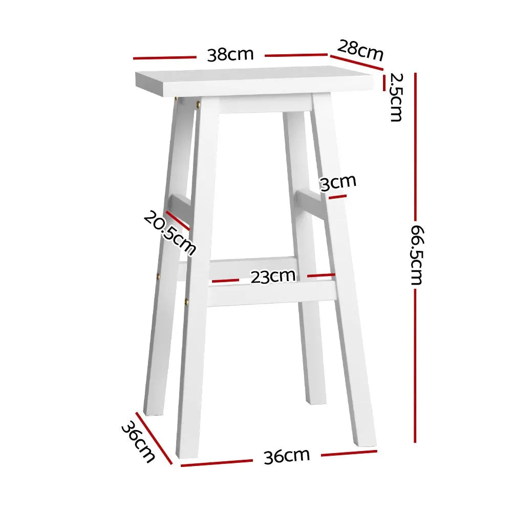 Artiss Bar Stools Kitchen Counter Stools Wooden Chairs White x2 - Image 2