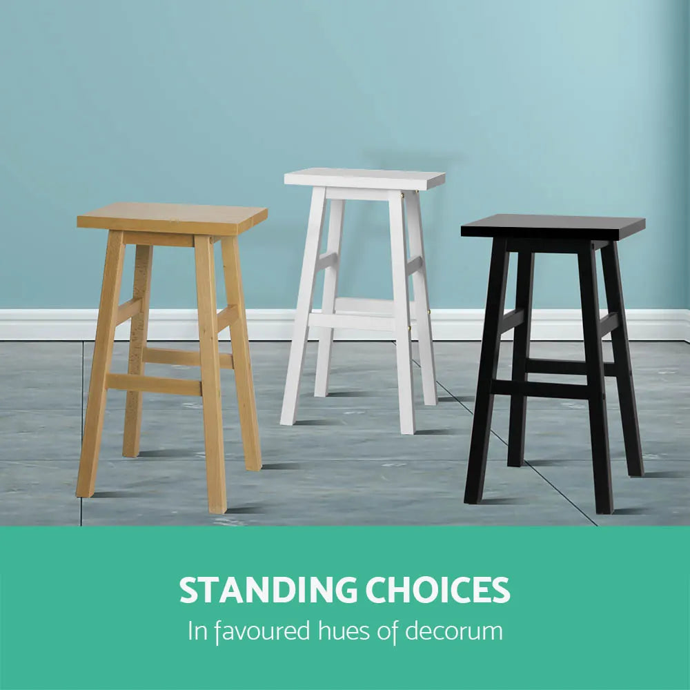 Artiss Bar Stools Kitchen Counter Stools Wooden Chairs White x2 - Image 6