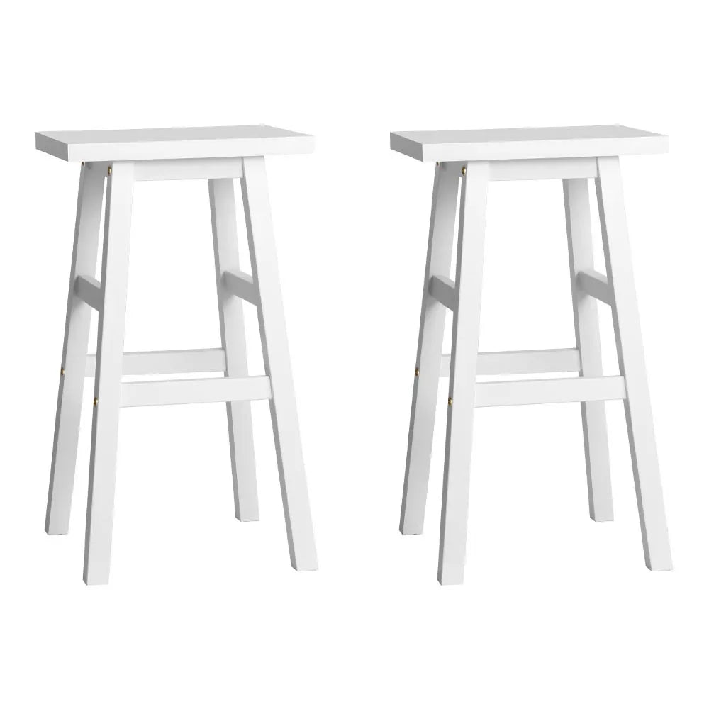 Artiss Bar Stools Kitchen Counter Stools Wooden Chairs White x2
