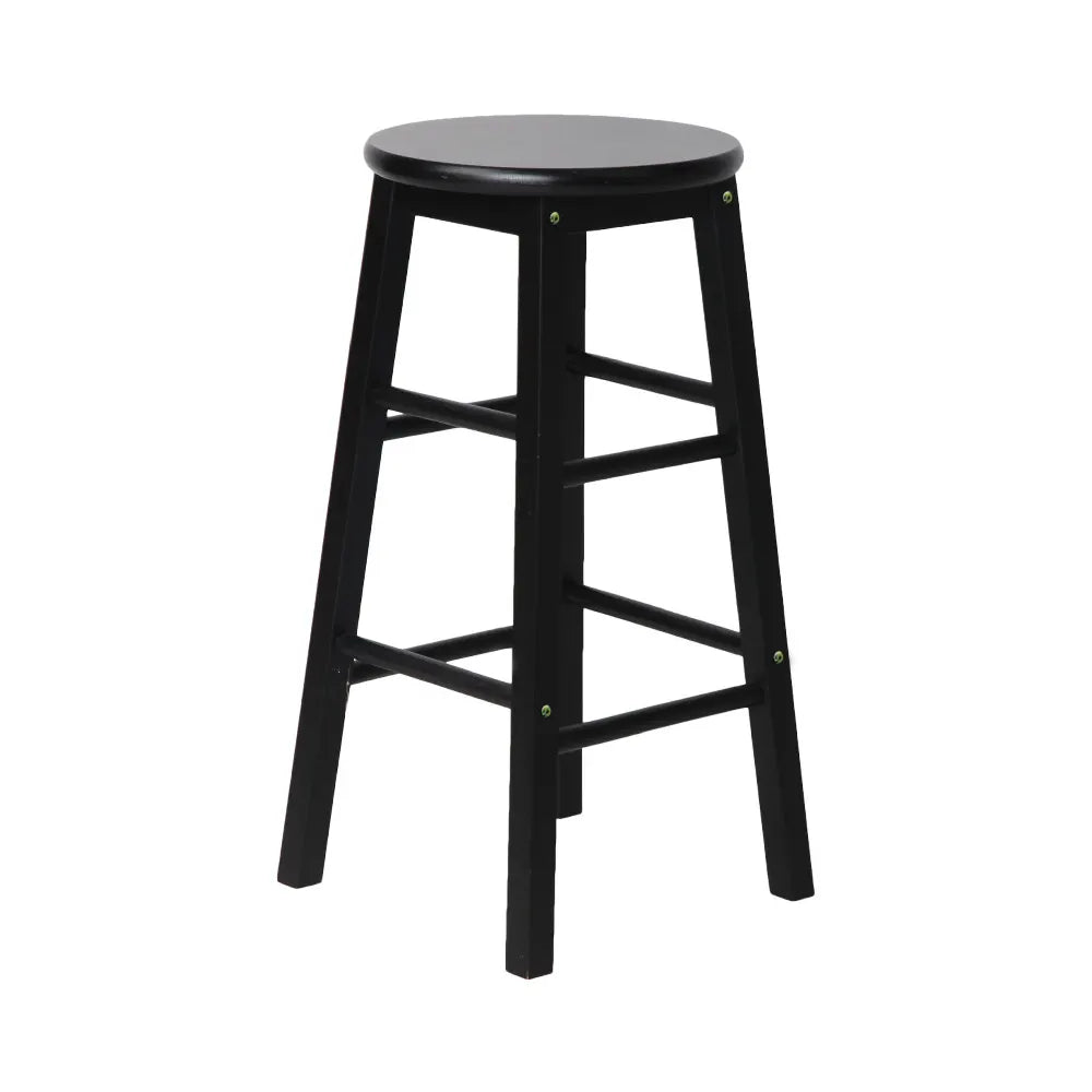 Artiss 2x Bar Stools Round Chairs Wooden Black - Image 4