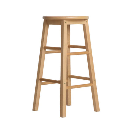 Artiss 2x Bar Stools Round Chairs Wooden Nature - Image 4