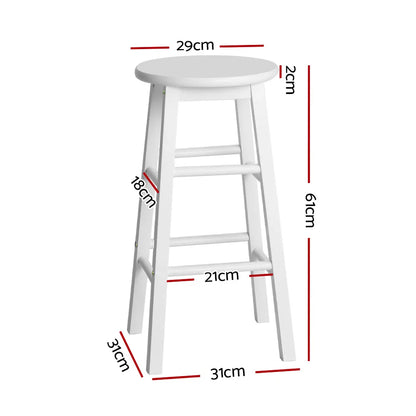 Artiss 2x Bar Stools Round Chairs Wooden White - Image 2
