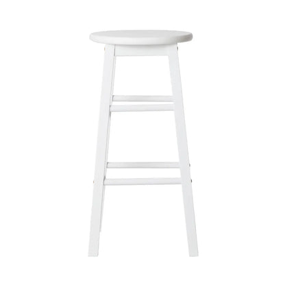 Artiss 2x Bar Stools Round Chairs Wooden White - Image 3