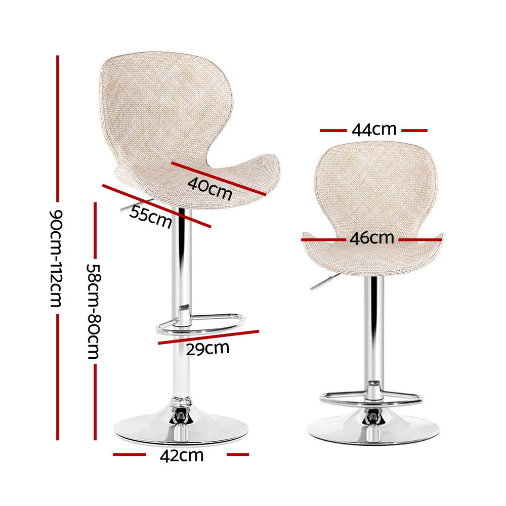 Artiss 4x Bar Stools Kitchen Swivel Gas Lift Counter Chair Wing PE Rattan Beige - Image 2