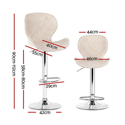 Artiss 4x Bar Stools Kitchen Swivel Gas Lift Counter Chair Wing PE Rattan Beige - Image 2