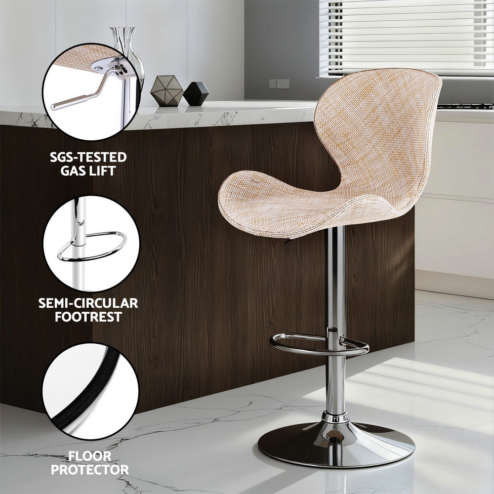Artiss 4x Bar Stools Kitchen Swivel Gas Lift Counter Chair Wing PE Rattan Beige - Image 6