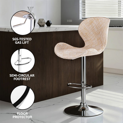 Artiss 4x Bar Stools Kitchen Swivel Gas Lift Counter Chair Wing PE Rattan Beige - Image 6