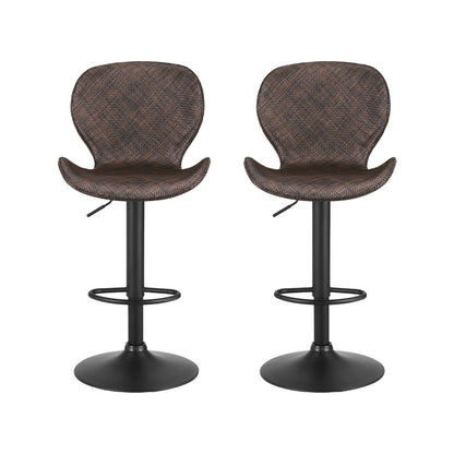 Artiss 2x Bar Stools Kitchen Swivel Gas Lift Counter Chair Wing PE Rattan Brown - Image 3
