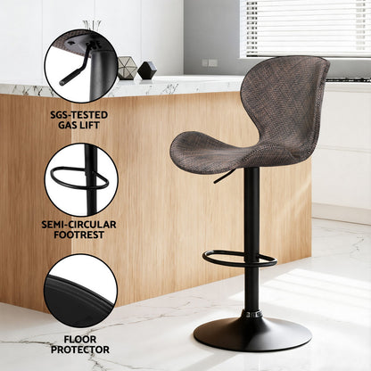 Artiss 2x Bar Stools Kitchen Swivel Gas Lift Counter Chair Wing PE Rattan Brown - Image 6
