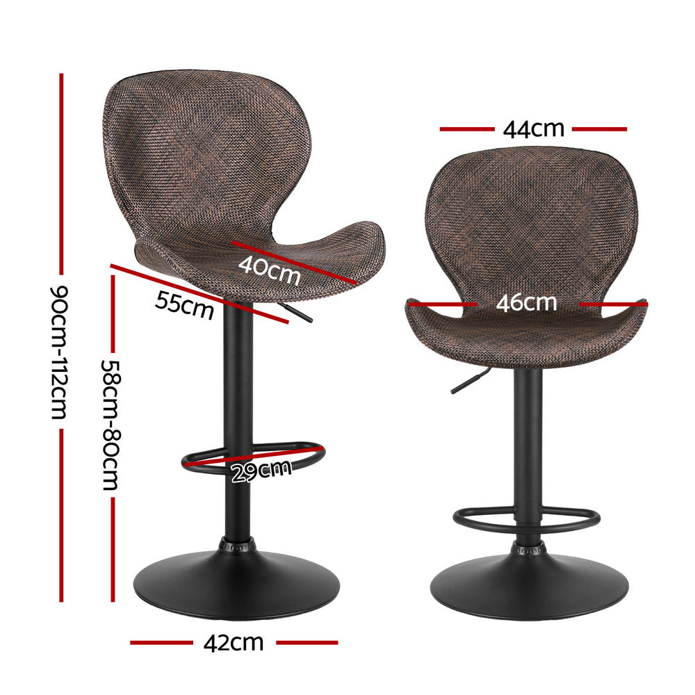 Artiss 4x Bar Stools Kitchen Swivel Gas Lift Counter Chair Wing PE Rattan Brown - Image 2