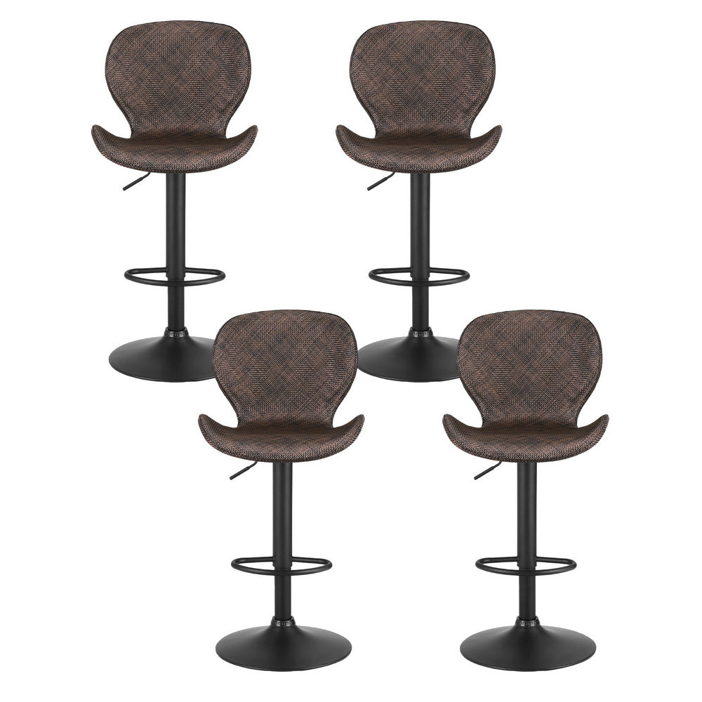 Artiss 4x Bar Stools Kitchen Swivel Gas Lift Counter Chair Wing PE Rattan Brown - Image 3