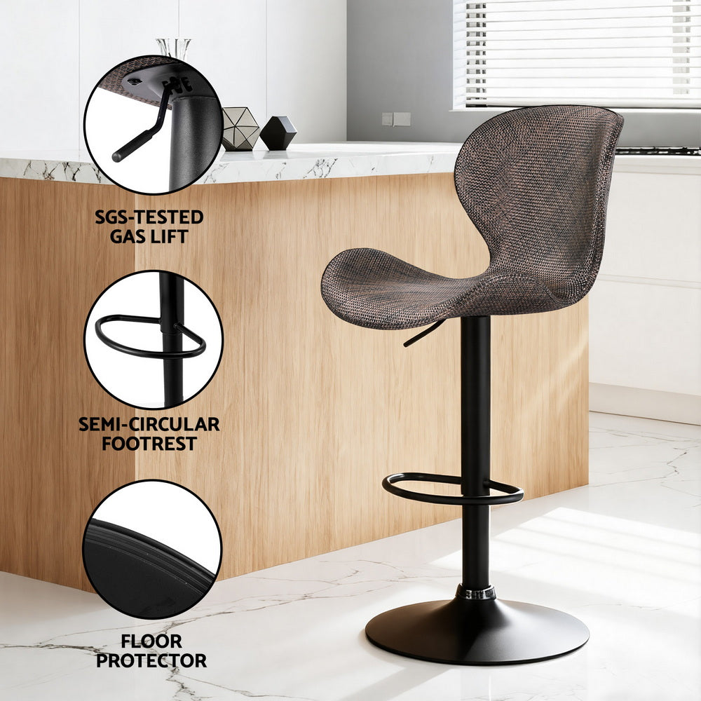 Artiss 4x Bar Stools Kitchen Swivel Gas Lift Counter Chair Wing PE Rattan Brown - Image 6