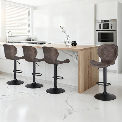 Artiss 4x Bar Stools Kitchen Swivel Gas Lift Counter Chair Wing PE Rattan Brown - Image 7