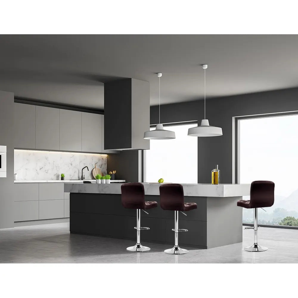Artiss 4x Bar Stools Leather Gas Lift Brown - Image 6