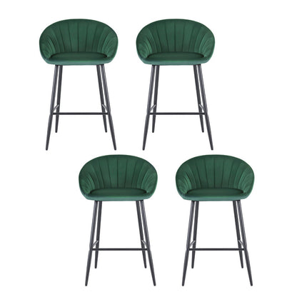 Artiss 4x Bar Stools Kitchen Dining Chair Counter Stool Tub Velvet Metal Green - Image 3