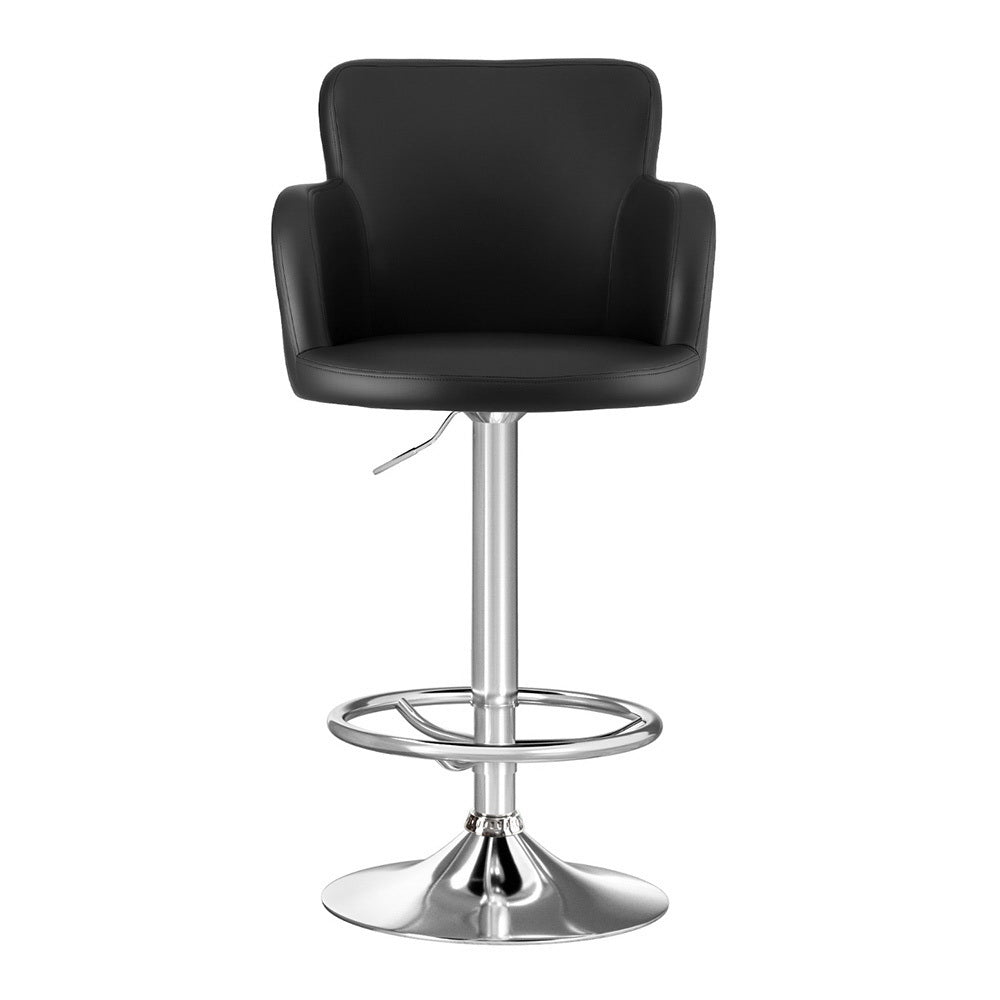 Artiss 1x Leather Bar Stools Swivel Adjustable Gas Lift PU Counter Chairs Black - Image 3