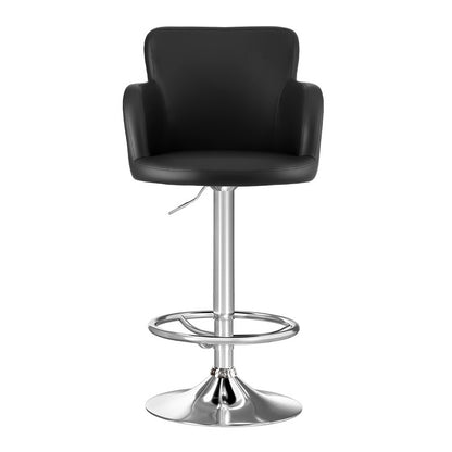 Artiss 1x Leather Bar Stools Swivel Adjustable Gas Lift PU Counter Chairs Black - Image 3
