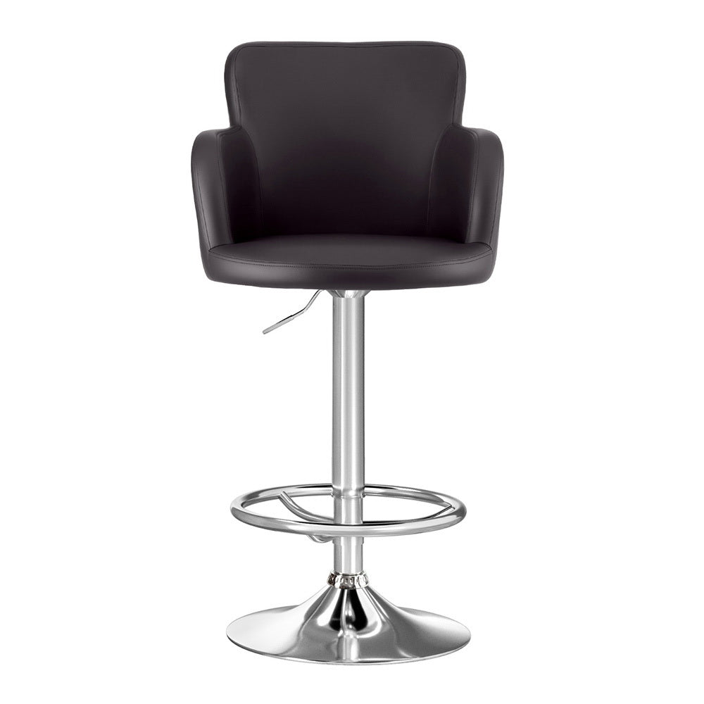 Artiss 1x Leather Bar Stools Swivel Adjustable Gas Lift PU Counter Chairs Brown - Image 3