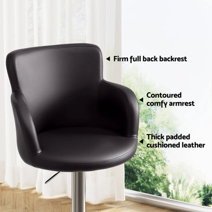 Artiss 4x Bar Stools Swivel Kitchen Chairs Gas Lift Adjustable PU Leather Brown - Image 5