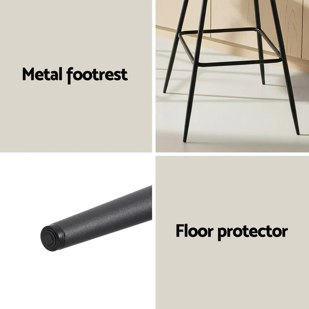 Artiss 2x Bar Stools Kitchen Dining Chair Counter Stool Diamond PU Leather Black - Image 6