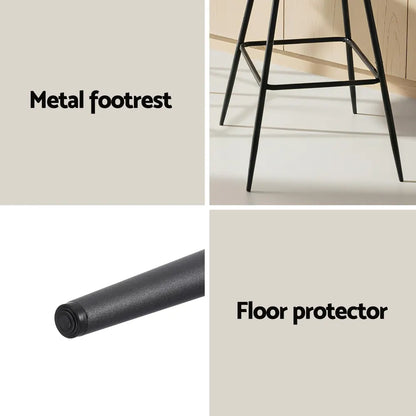 Artiss 2x Bar Stools Kitchen Dining Chair Counter Stool Diamond PU Leather Black - Image 6