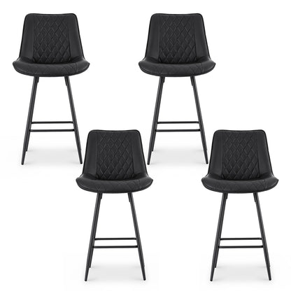 Artiss 4x Bar Stools Kitchen Dining Chair Counter Stool Diamond PU Leather Black - Image 3
