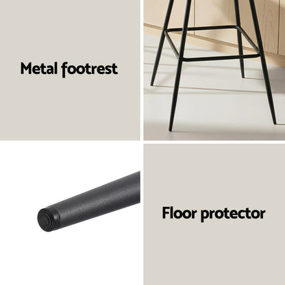 Artiss 4x Bar Stools Kitchen Dining Chair Counter Stool Diamond PU Leather Black - Image 6