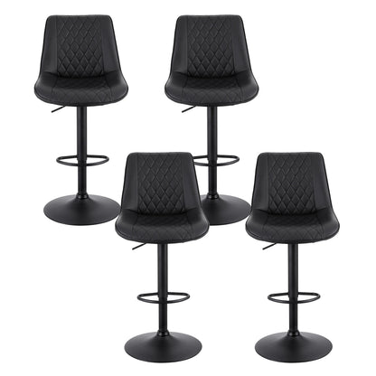Artiss 4x Bar Stools Kitchen Swivel Gas Lift Counter Chair Diamond Leather Black - Image 3