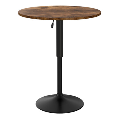 Artiss Height Adjustable Bar Table 360 Swivel Round Gaslift Design 60cm Rustic Brown Black - Image 3