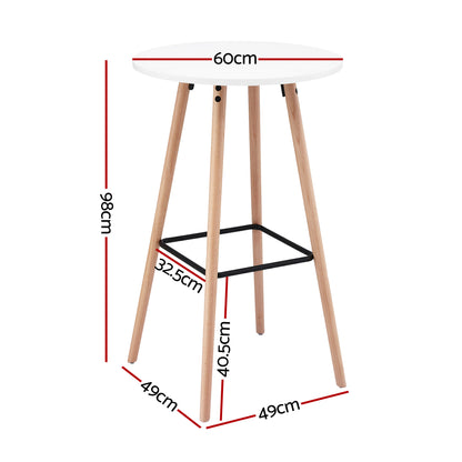 Artiss Bar Table Round Counter Kitchen Dining Desk Pub 98cm Height Wood White - Image 2