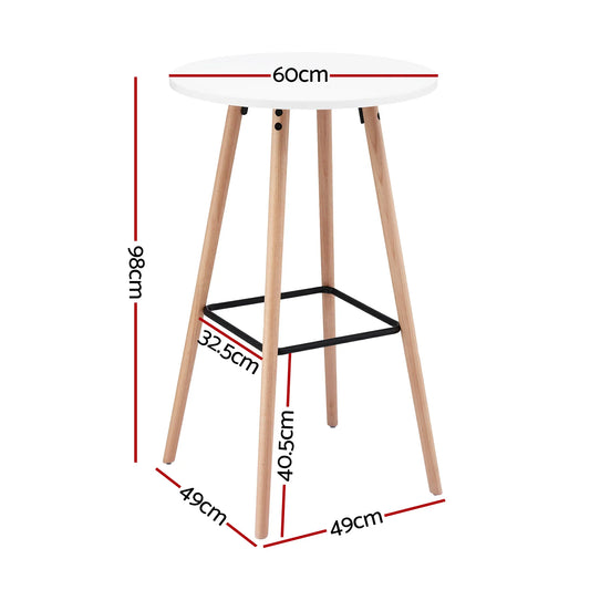 Artiss Bar Table Round Counter Kitchen Dining Desk Pub 98cm Height Wood White - Image 2