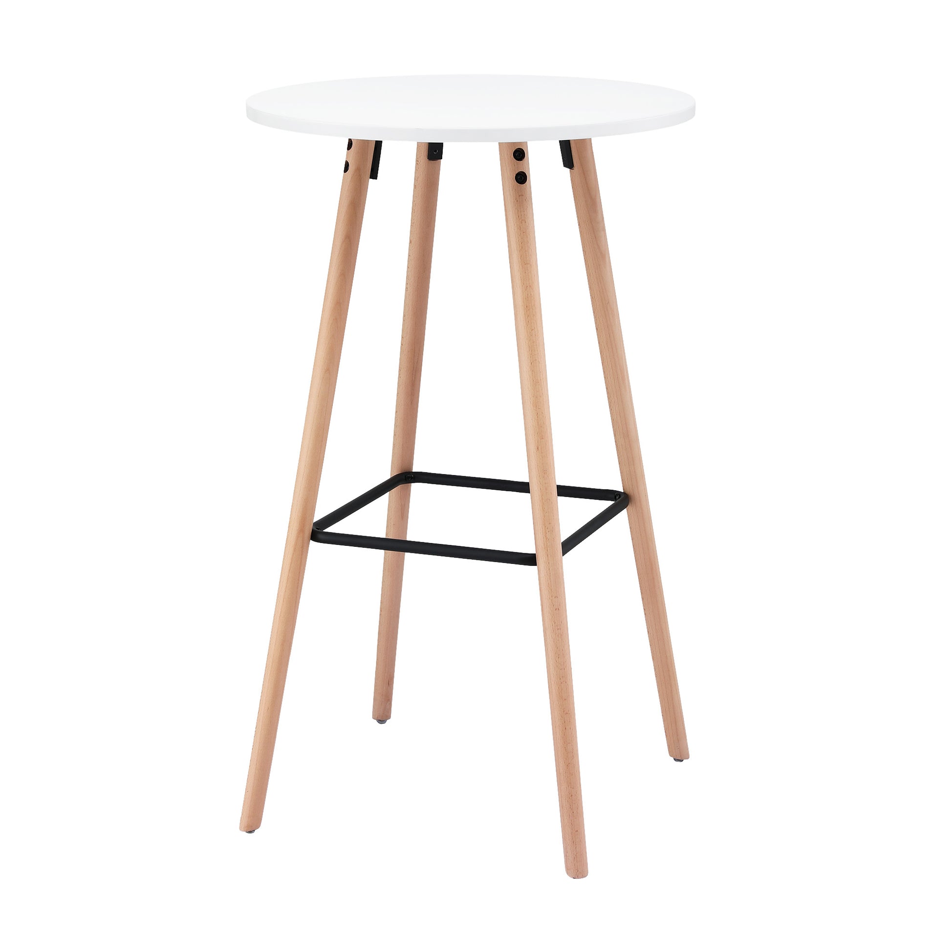 Artiss Bar Table Round Counter Kitchen Dining Desk Pub 98cm Height Wood White - Image 3