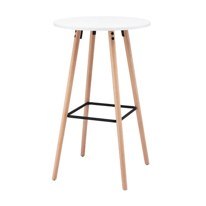 Artiss Bar Table Round Counter Kitchen Dining Desk Pub 98cm Height Wood White - Image 3